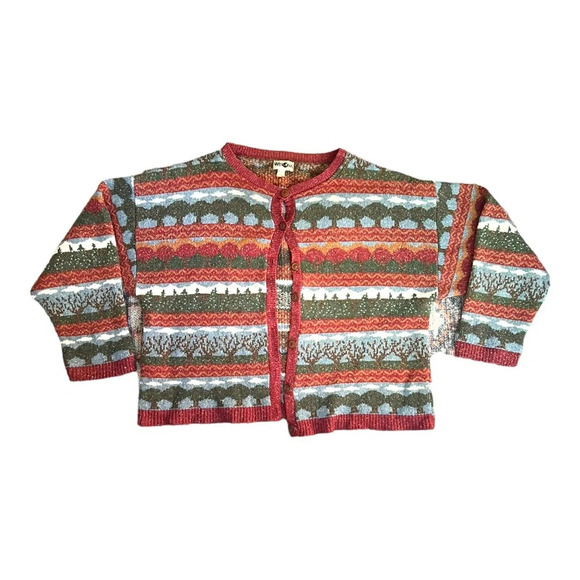 Vintage Fair Isle Knit Sweater Cardigan | Cottagecore Cozy Layers XL Cabin - Picture 1 of 4